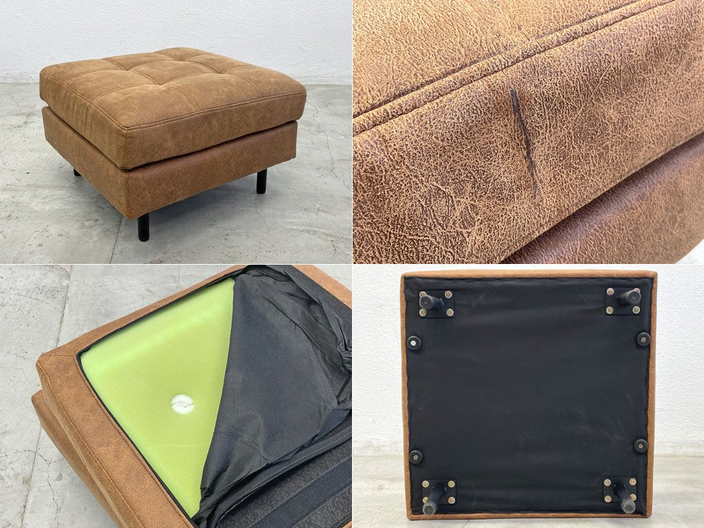 ジャーナルスタンダードファニチャー j.s.F ピーエスエフ カウチソファ PSF COUCH SOFA W212cm 3人掛けソファ オットマン レザー調 コンセント付属 参考価格165,000円〓