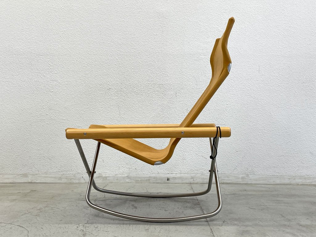 ニーチェア エックス NY chair X オットマン付 ロッキング フォールディングチェア キャメル 新居猛 グッドデザイン賞 定価85,800円〓