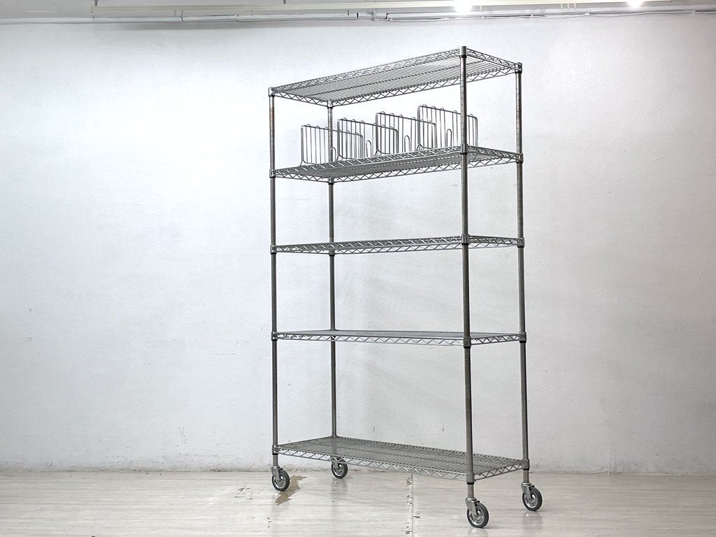 エレクター ERECTA スーパーシリーズ ワイヤーシェルフ 5段 H200cm スチールラック ワイヤーシェルフ ディバインダー付き 合計定価￥121,000- ●