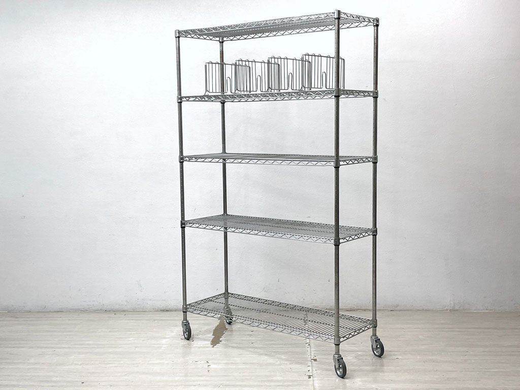 エレクター ERECTA スーパーシリーズ ワイヤーシェルフ 5段 H200cm スチールラック ワイヤーシェルフ ディバインダー付き 合計定価￥121,000- ●