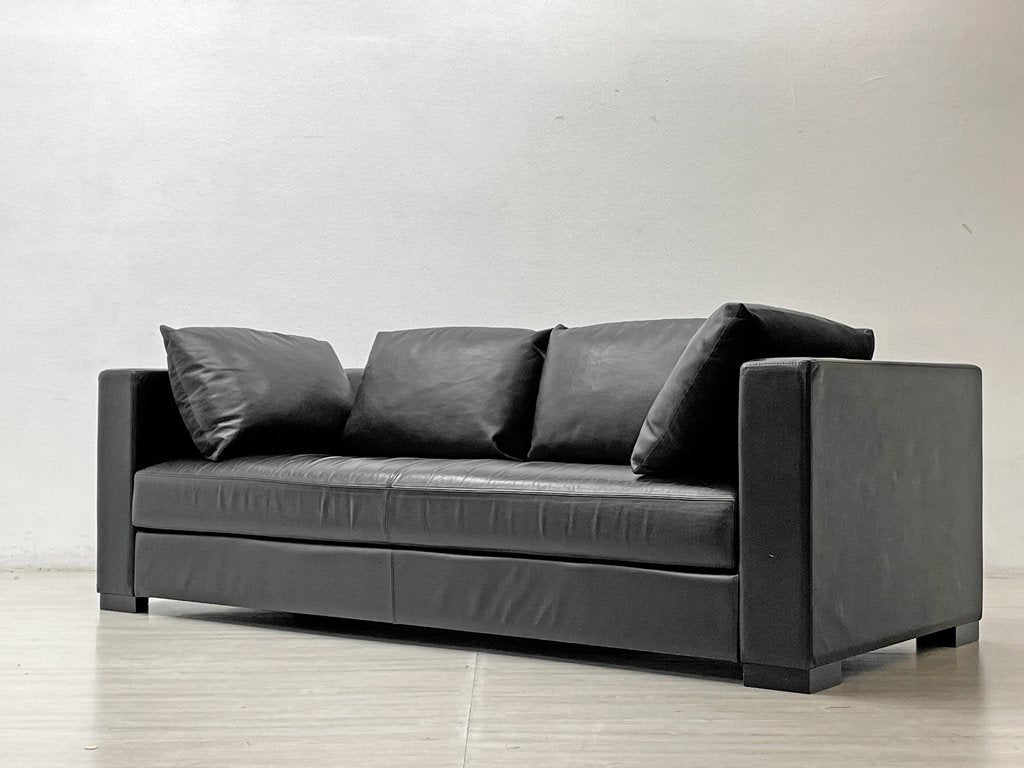 カッシーナイクスシー Cassina ixc. ノルマンディ NORMANDIE 3人掛けソファ 本革 ブラック カトリーヌメミ CATHERINE MEMMI 定価￥1,029,000- ●