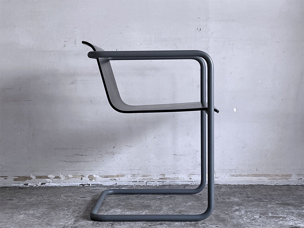 無印良品 MUJI × トーネット THONET スチールパイプチェア アームチェア ダークグレー バウハウス デザイン B ■