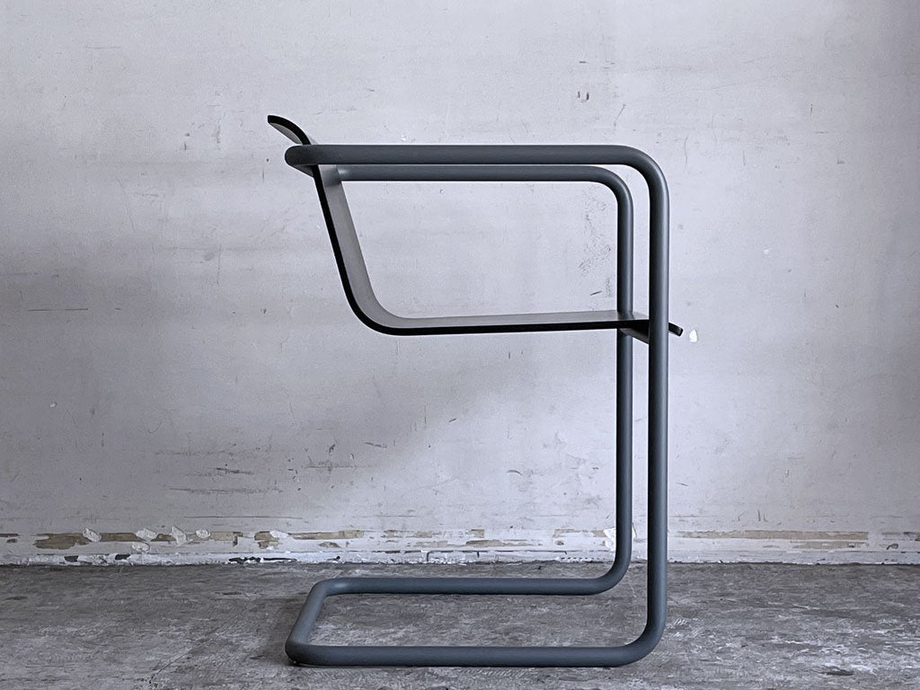 無印良品 MUJI × トーネット THONET スチールパイプチェア アームチェア ダークグレー バウハウス デザイン A ■