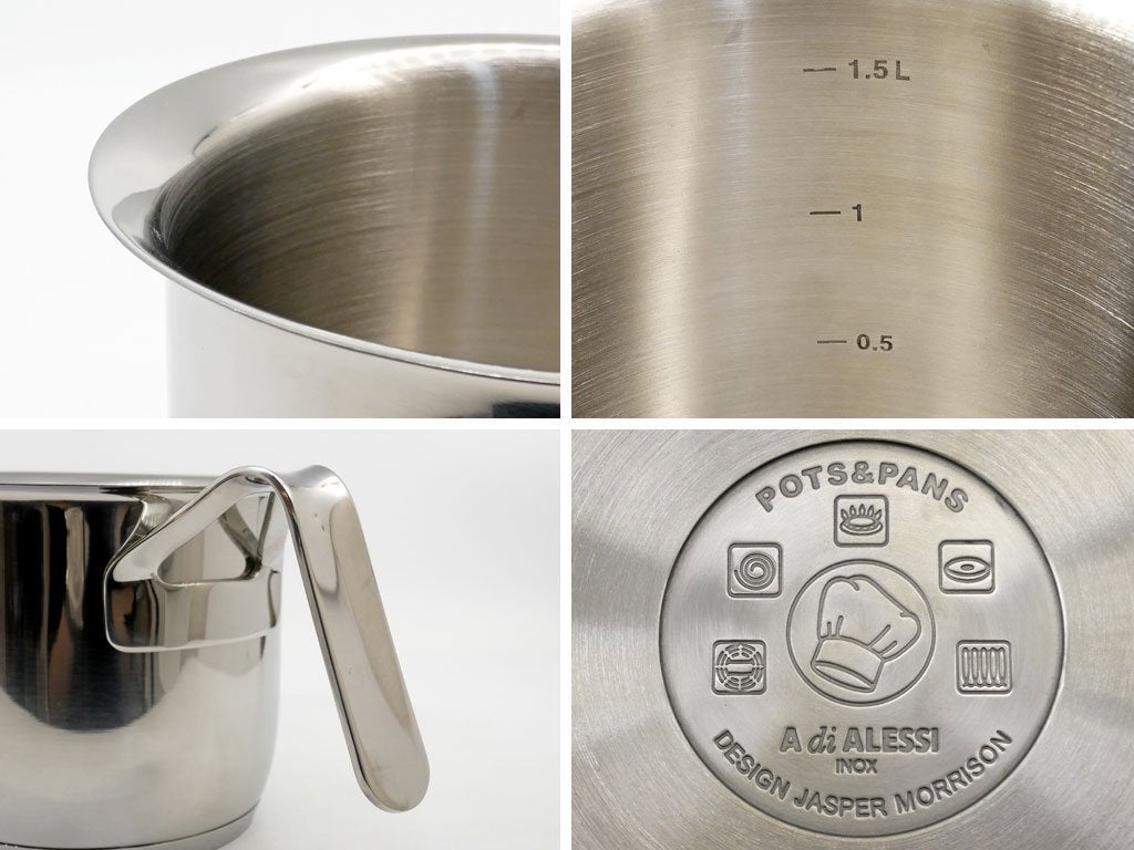 アレッシィ ALESSI Pots & Pans ミルクボイラー 1.9L ステンレス ジャスパー・モリソン Jasper Morrison 未使用品 ●