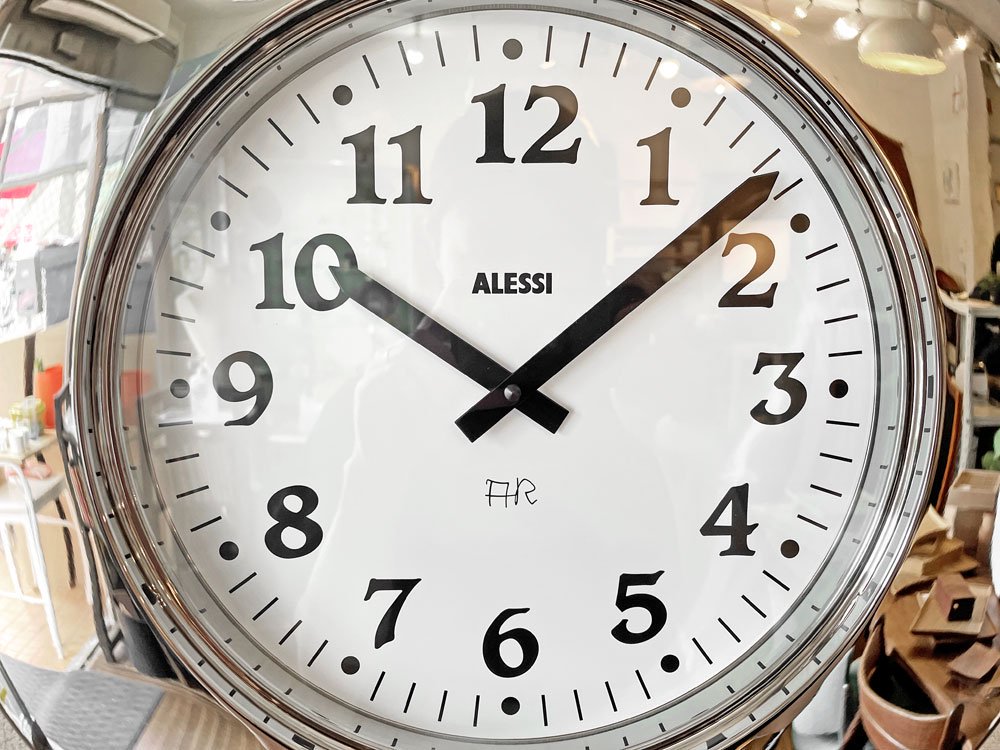 アレッシィ ALESSI モメント MOMENTO WALL CLOCK ウォールクロック 壁掛け時計 Φ40cm ステンレススチール 箱付 アルド・ロッシ イタリア 未使用保管品 ◎