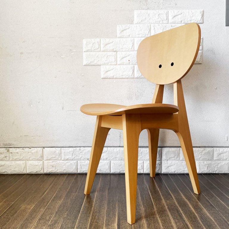 イデー IDEE ダイニングチェア DINING CHAIR Natural ナチュラル 板座 食卓椅子 長大作 ジャパニーズモダン 定価￥63,000- B ◎