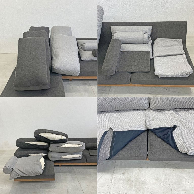 マスターウォール MASTERWAL デニッシュ ソファ DANISH SOFA 2シーター+カウチソファ 替えカバー ヘッドレスト付き ウォールナット無垢材 アカセ木工 定価624,000円+α〓