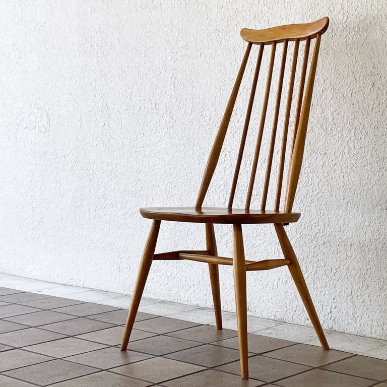 アーコール ERCOL ゴールドスミス ダイニングチェア ハイバック スティックバック エルム材 UKビンテージ ◇