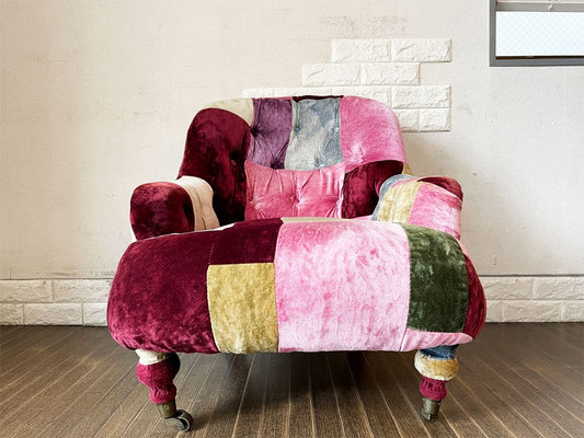 ハロ HALO アンチェア ANNE CHAIR ベルベットパッチワークボヘム VELVET PATCHWORK BOHEM 1人掛けソファ ラウンジチェア 英国家具 定価￥203,500- ◎