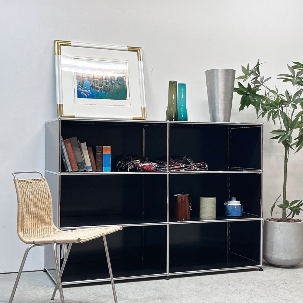 ユーエスエムハラー USMハラー USM Haller キャビネット オープンシェルフ 2列3段 オープン W152cm グラファイトブラック モダンデザイン スイス ●