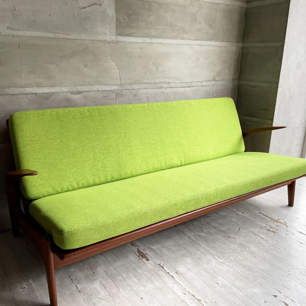 ギムソン＆スレーター Gimson & Slater 3Pソファ 3人掛け チーク無垢材 Rolf Rastad & Adolf Relling ワイヤースプリング UKビンテージ ファブリック張替済 ♪