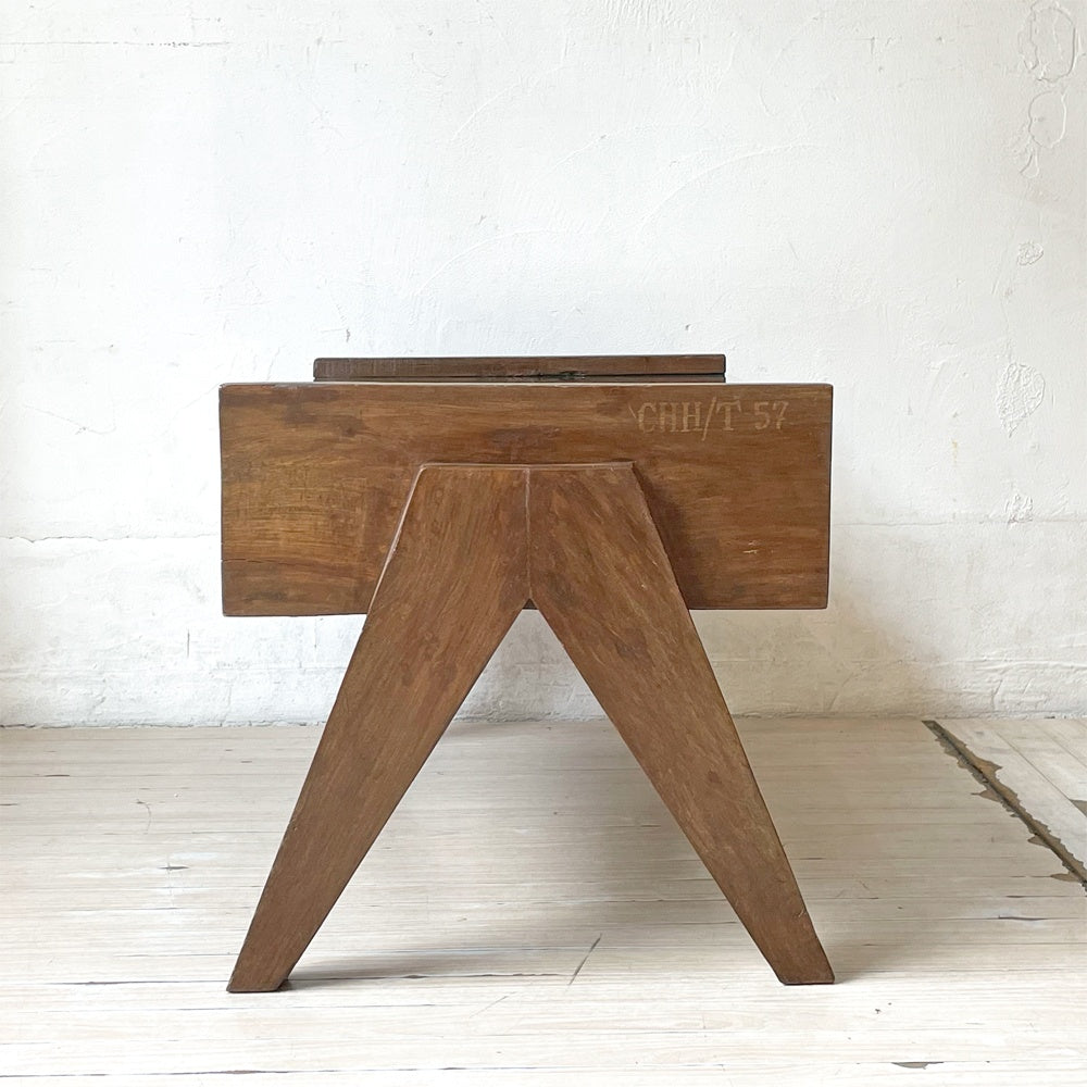 ピエールジャンヌレ Pierre Jeanneret ガラスコーヒーテーブル スモール Glass Coffee Table Small チーク無垢材 レター有り 1960‘s ビンテージ ★