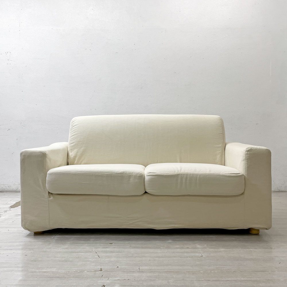 モーダエンカーサ moda en casa ボックスソファ  2人掛け カバーリング ベージュ系 ファブリック W155cm ●