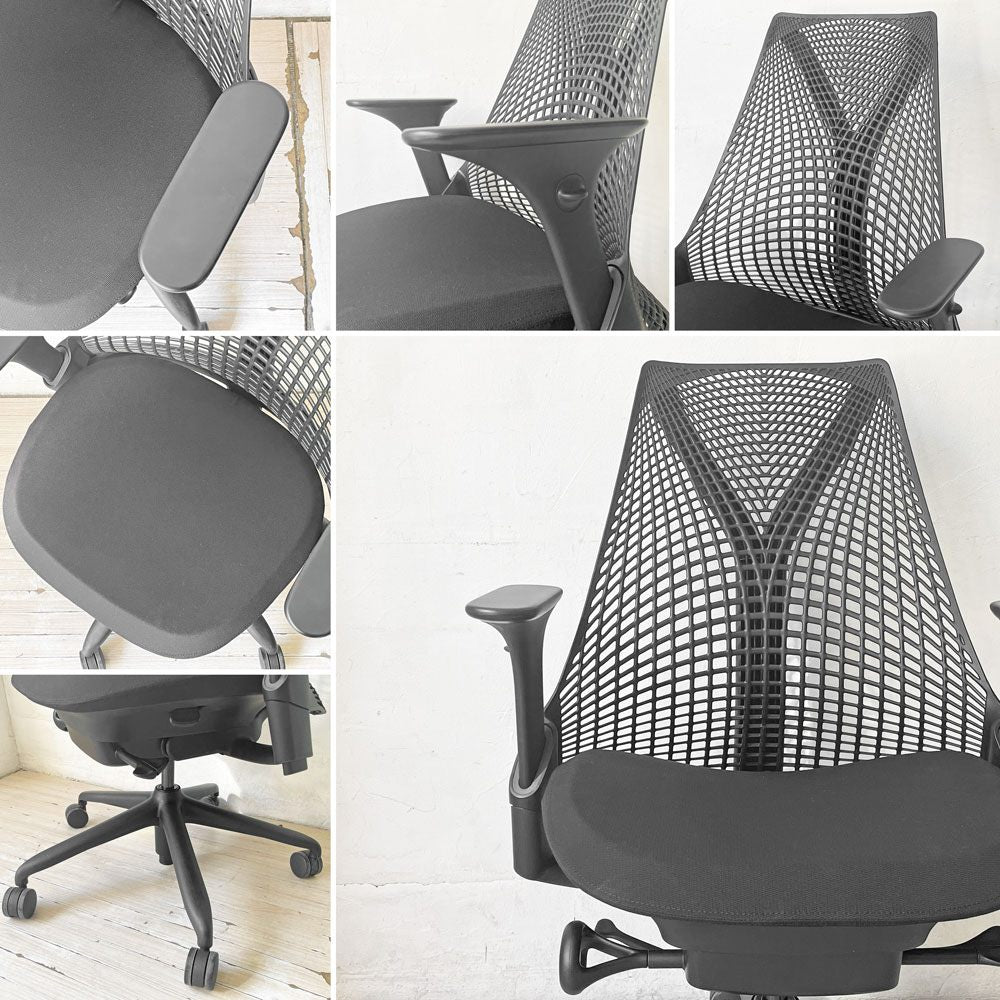 ハーマンミラー Herman Miller セイルチェア SAYL CHAIR デスクチェア オフィスチェア ミドルバック ブラック イヴ・ベアール ★