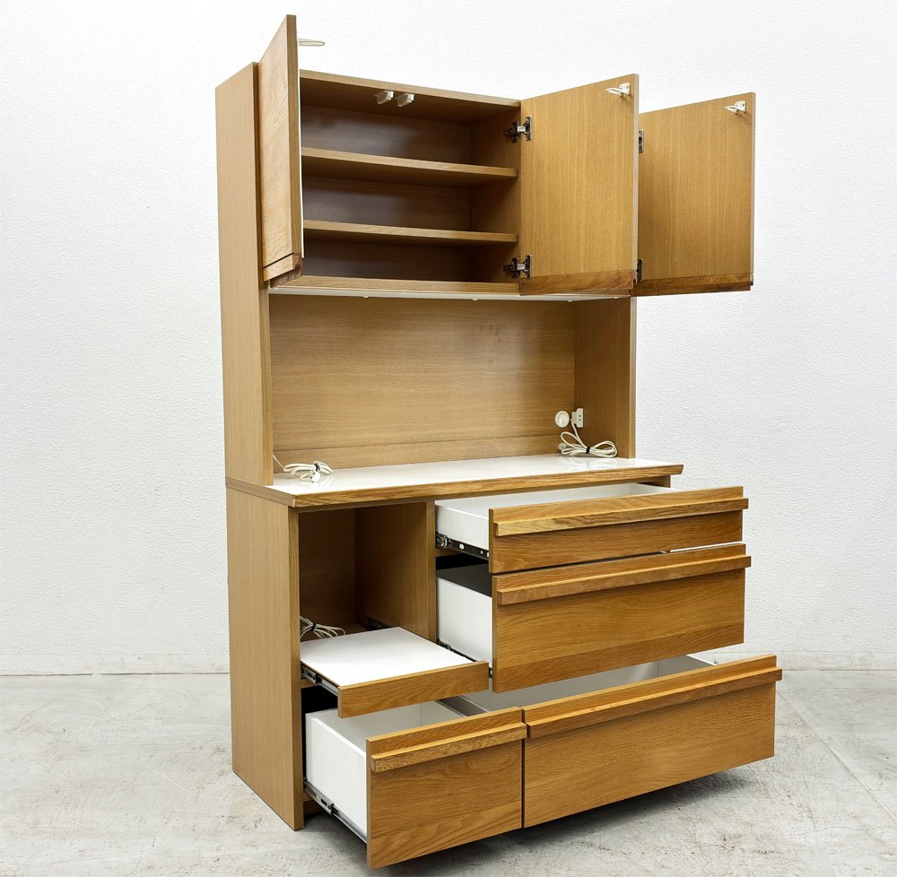 末次家具工芸 SUETSUGU FURNITURE オークリー キッチンキャビネット キッチンボード 食器棚 W120cm オーク材 ●