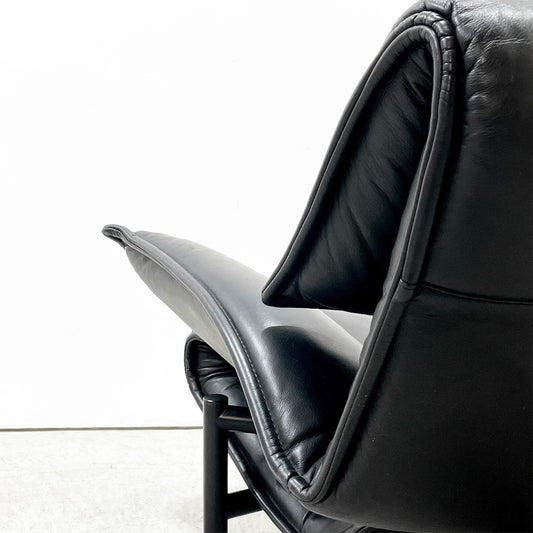 カッシーナイクスシー Cassina ixc. ヴェランダ VERANDA 1pソファ ローバック ハイバック オットマン ブラックレザー 本革 ヴィコ・マジストレッティ イタリア モダン ●