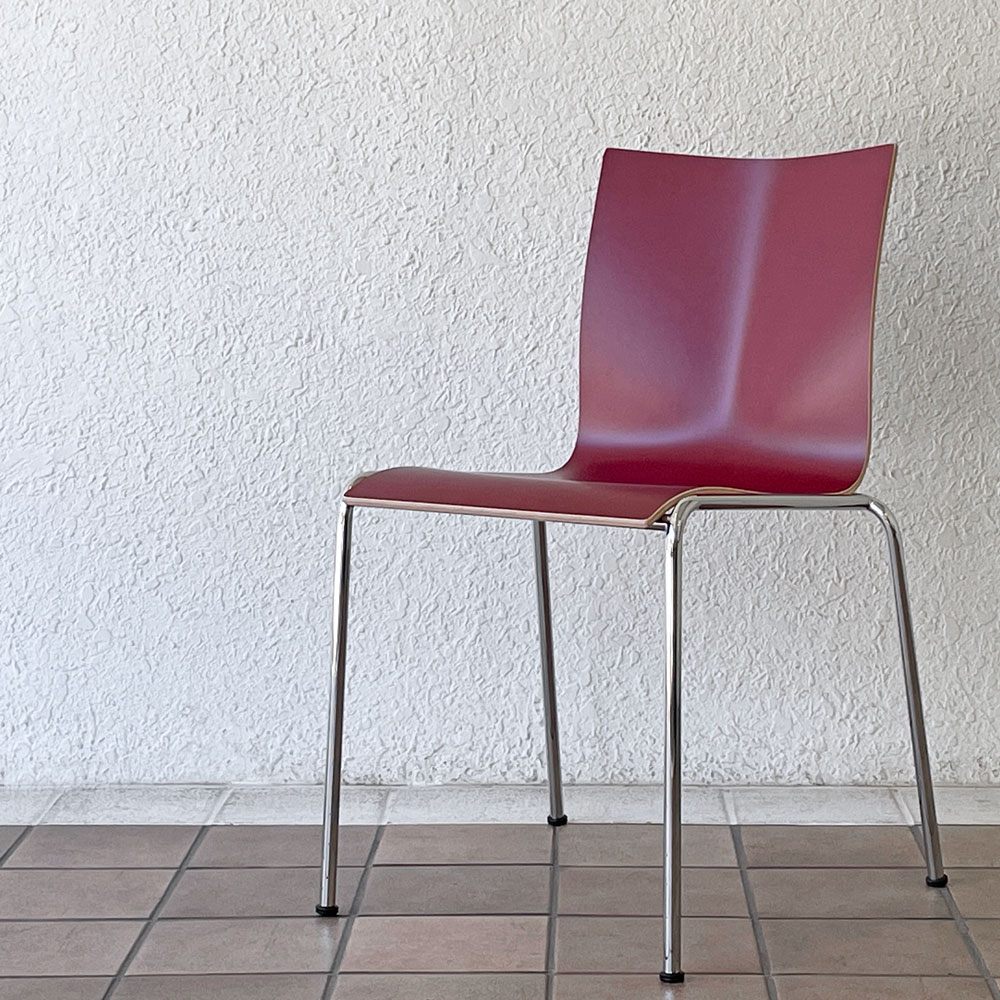エンゲルブレヒト Engelbrechts チャリック CHAIRIK 101 ダイニングチェア スタッキング 4本脚 ボルドー 未使用品 定価63,800円 A ◇