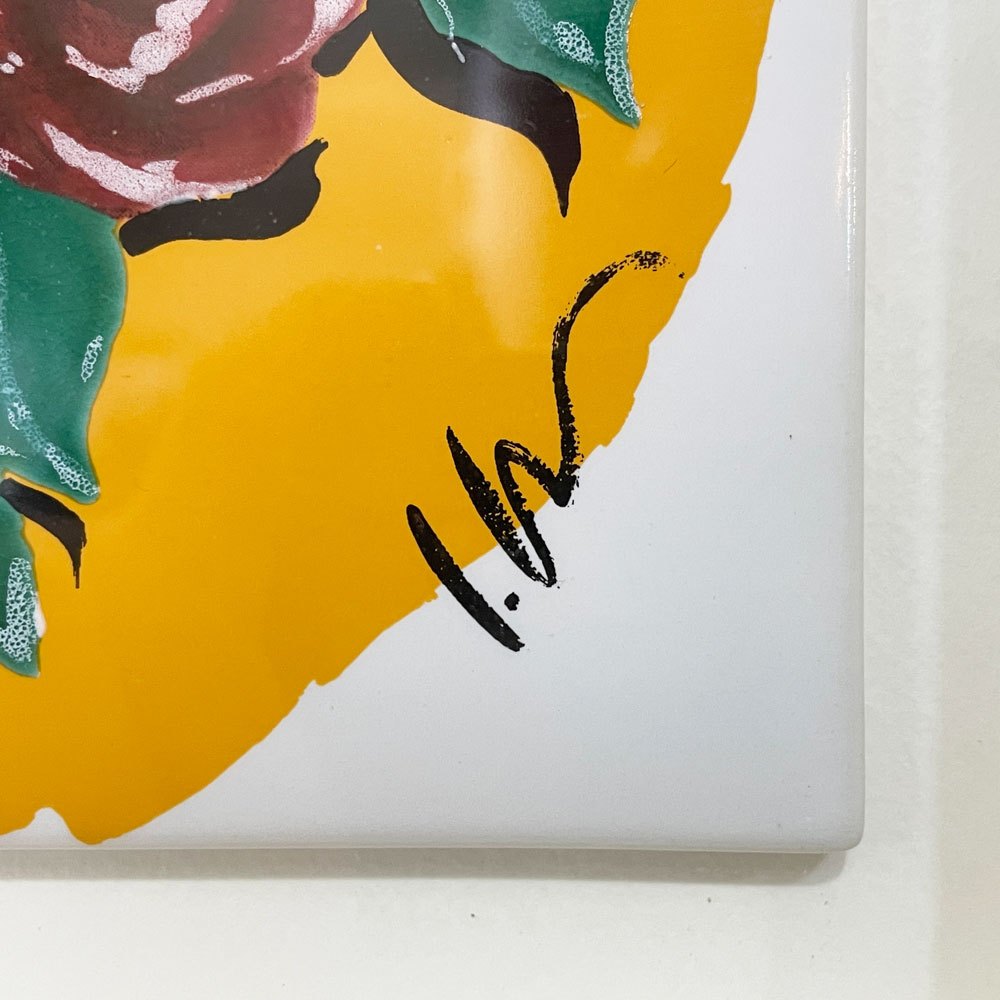 TMHM × リー・イズミダ Lee Izumida 九谷焼アートプレート ART PLATE "ROSE" + ORDER WOOD FRAME 陶板 オーダーメイド額装品 ◎