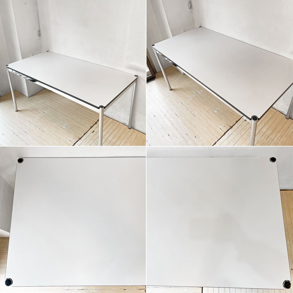 USMハラー USM Haller モジュラーファニチャー ハラーテーブル ワーキングデスク W150cm アジャスター パールグレーラミネート(ホワイト) 高さ調整機能付 スイス ★