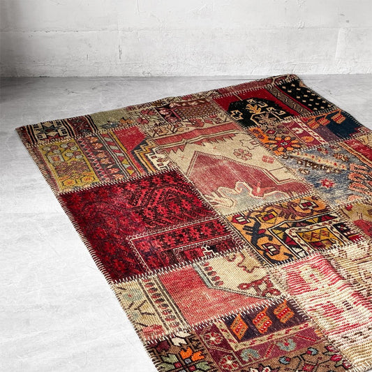 アスプルンド ASPLUND パッチワークラグ トルコ ラグマット トライバル キリム 絨毯 160×120cm ビンテージ  ★