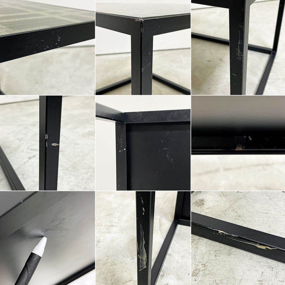 カーサ ブク CASA BUKU 横堀建築設計事務所 サイドテーブル スクエア W44cm ガラス天板 スチールレッグ モダンデザイン ●