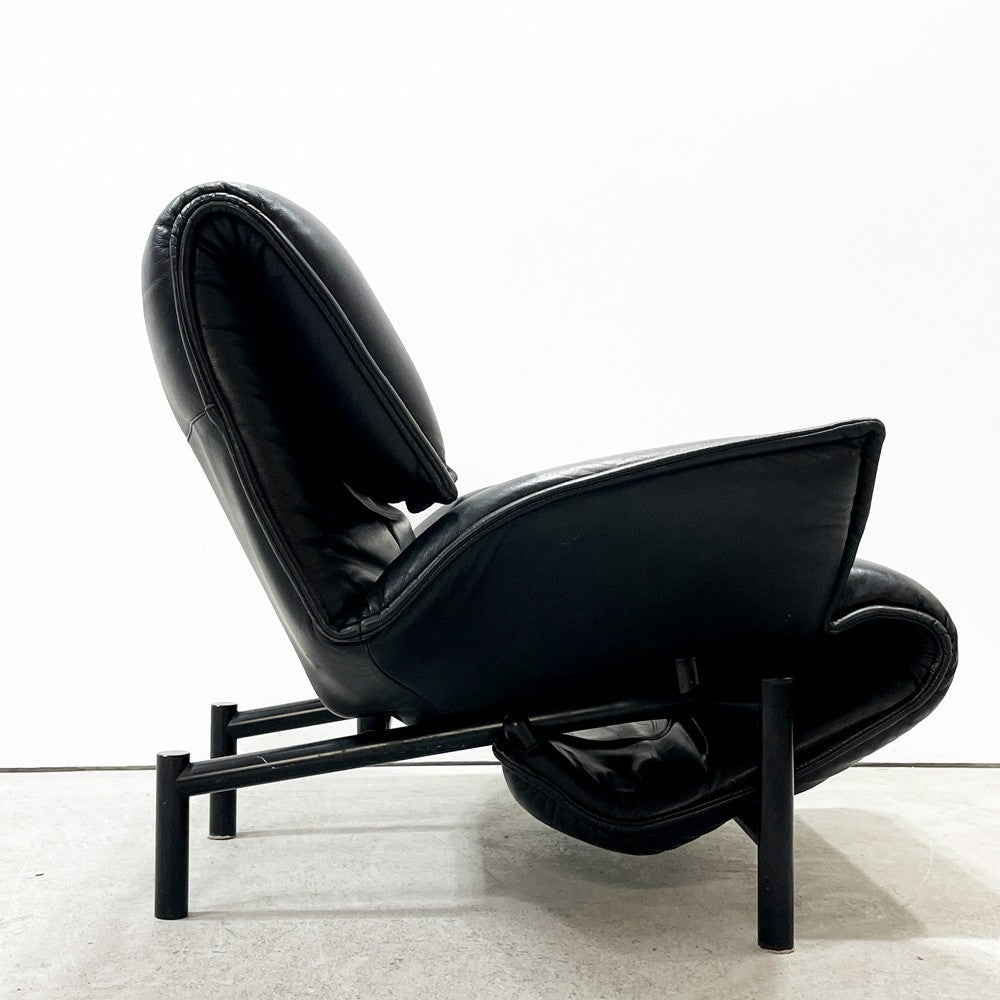 カッシーナイクスシー Cassina ixc. ヴェランダ VERANDA 1pソファ ローバック ハイバック オットマン ブラックレザー 本革 ヴィコ・マジストレッティ イタリア モダン ●