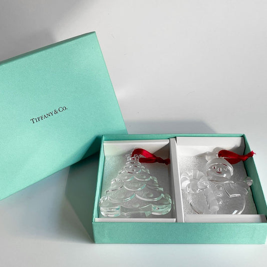 ティファニー Tiffany & Co. ガラス オーナメント クリスマス 2点セット 箱付き 美品 ♪