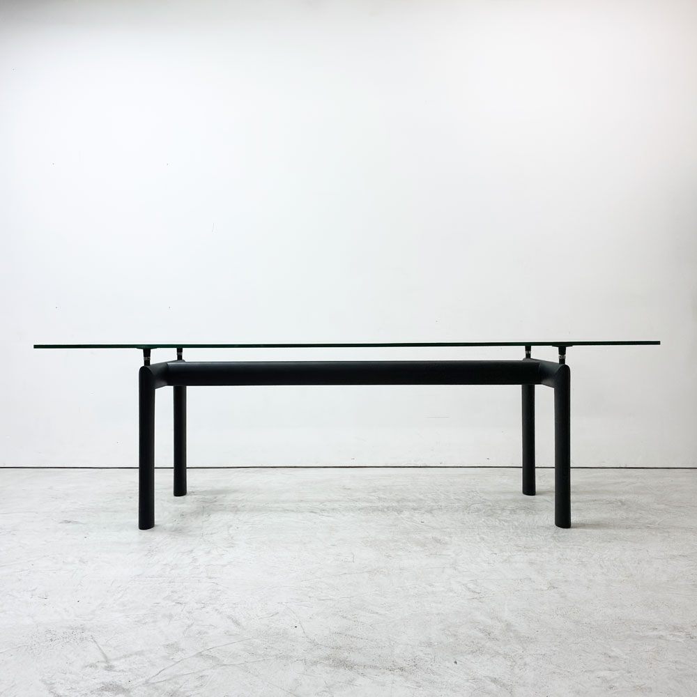カッシーナ Cassina ル・コルビジェ LC6 ダイニングテーブル ターブル テューブ ダヴィオン テーブル 6 TABLE TUBE D’AVION テクスチャーガラス天板 ブラック ●