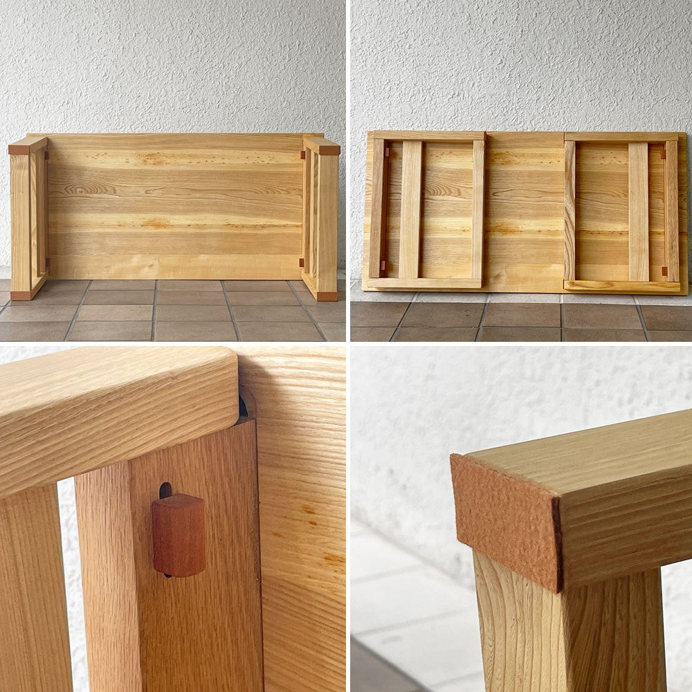 オークヴィレッジ Oak Village 折りたたみ小机 文机 W90cm 箱付 無垢材 ナチュラル 飛騨高山 定価55,000円 ◇