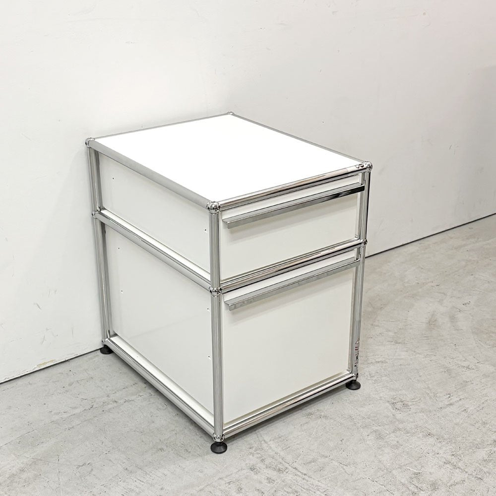 ユーエスエムハラー USMハラー USM Haller モジュラーファニチャー ロールボーイ デスクワゴン 2ドロワー ピュアホワイト キャスター付 取替可能 定価202,400円 ●