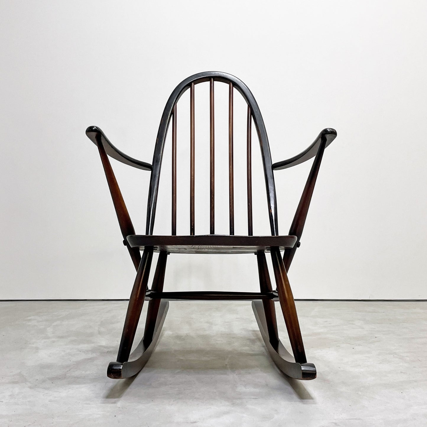 アーコール Ercol クエーカー ロッキングチェア アームチェア コロニアル ブラウン エルム材 ビーチ材 UKビンテージ 英国家具 ●