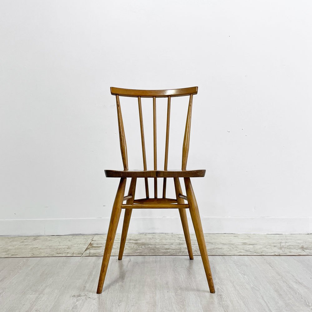 アーコール Ercol スティックバックチェア ダイニングチェア エルム材 UKビンテージ Vintage 英国家具 ●