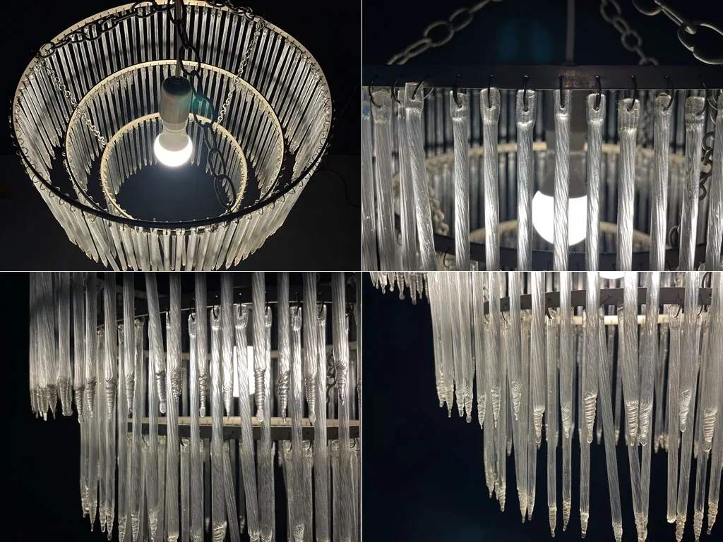 3ラウンドフレーム アイシクル シャンデリア 3Tiered Icicle Glass Chandelier ペンダントライト 〓