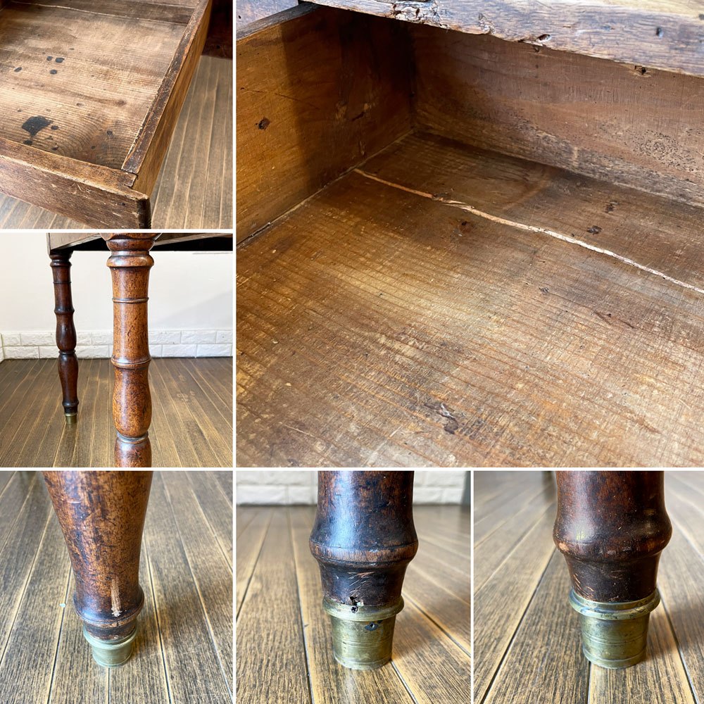 フランスビンテージ France Vintage ダイニングテーブル デスク 作業台 1ドロワー シャビーシック ◎
