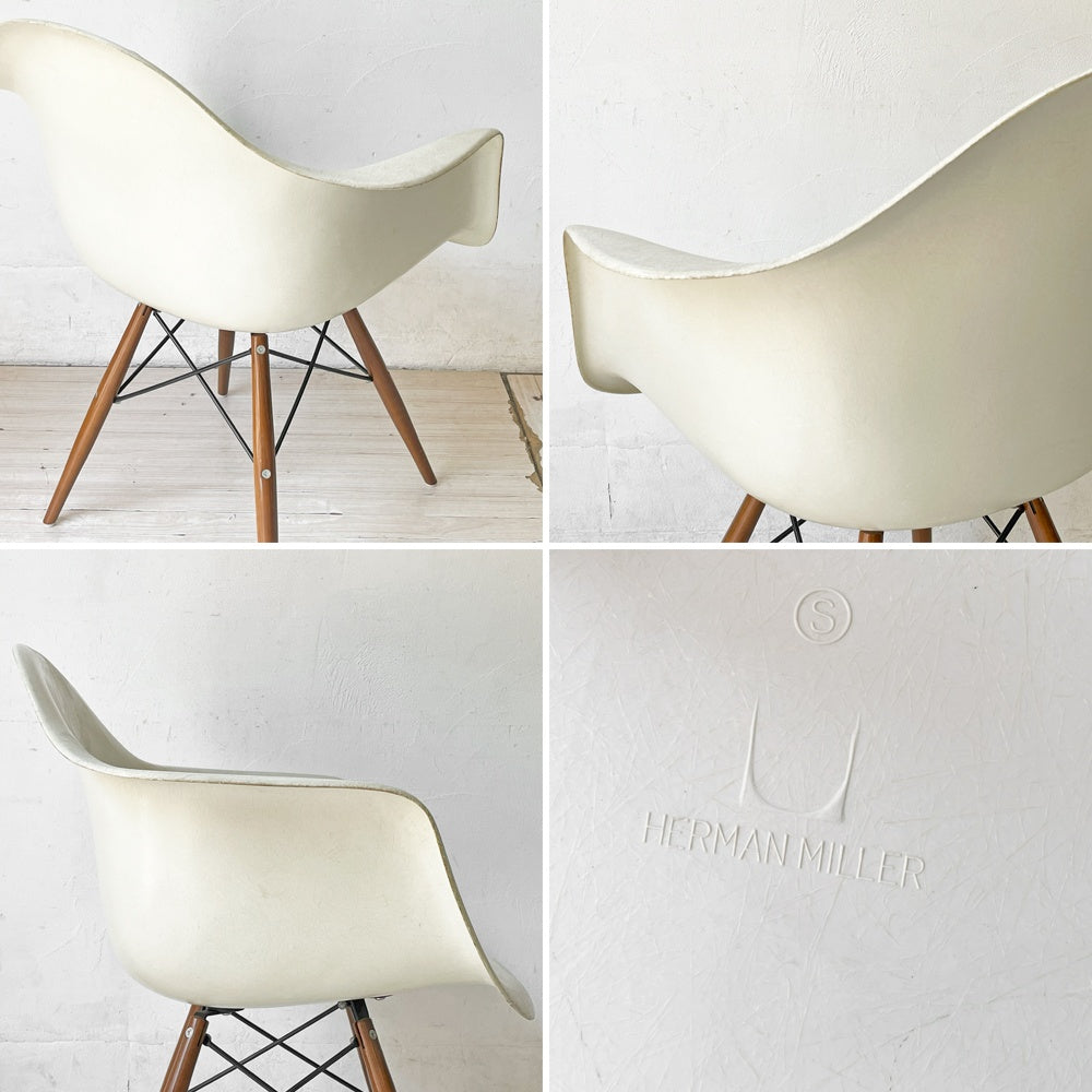 ハーマンミラー Herman Miller アームシェルチェア セカンド 2nd ビンテージ FRP ダヴェルベース パーチメント イームズ ミッドセンチュリー ★