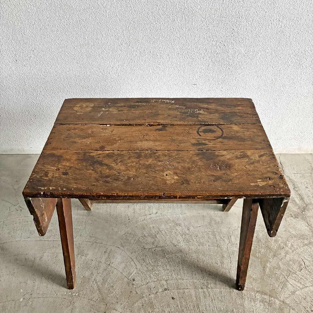 ピエールジャンヌレ Pierre Jeanneret スモールデスク スクールデスク W83cm チーク無垢材 Vレッグ チャンディーガル オリジナルビンテージ 希少 〓