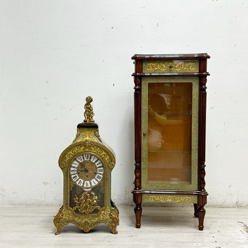 イタリア アルテム ARTEM 象嵌キャビネットクロック 303 ゼンマイ式置時計 ホールクロック ドイツムーブメント 現状品 ●