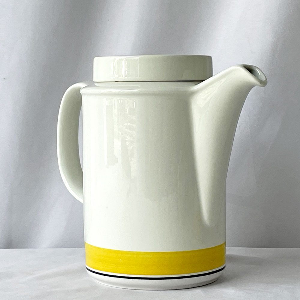 アラビア ARABIA ファエンツァ Faenza イエローライン ティーポット H18cm 北欧食器 ◇