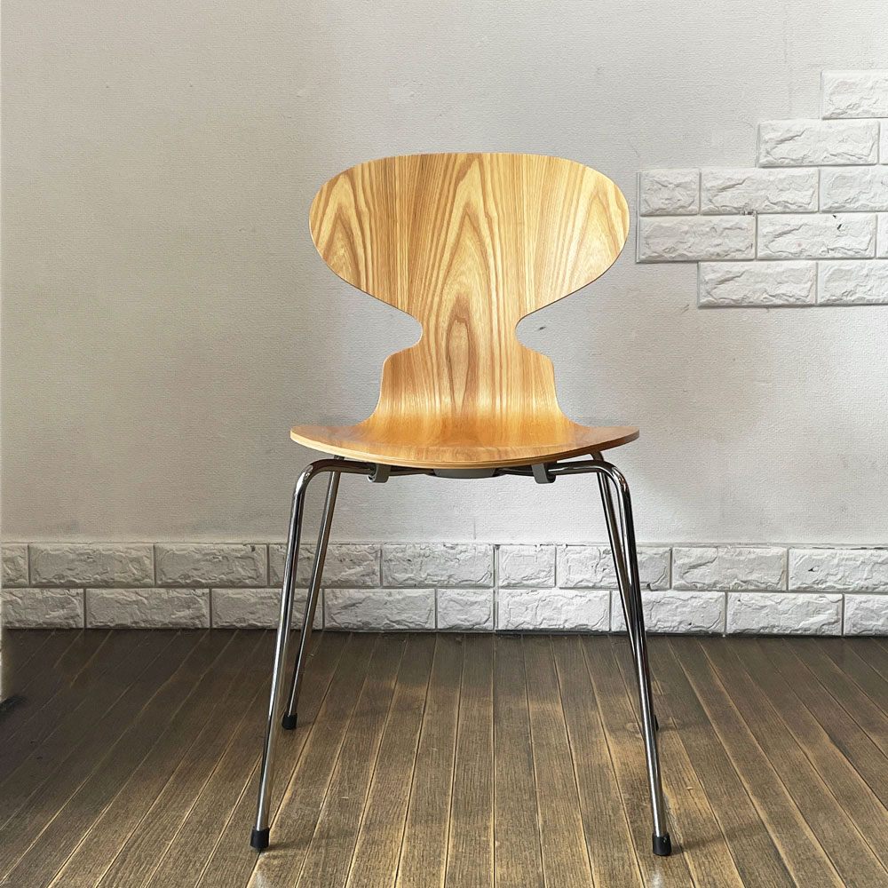 フリッツハンセン Fritz Hansen アントチェア ANT CHAIR アリンコチェア エルム材 4本脚 アルネ・ヤコブセン デンマーク 北欧家具 A ◎