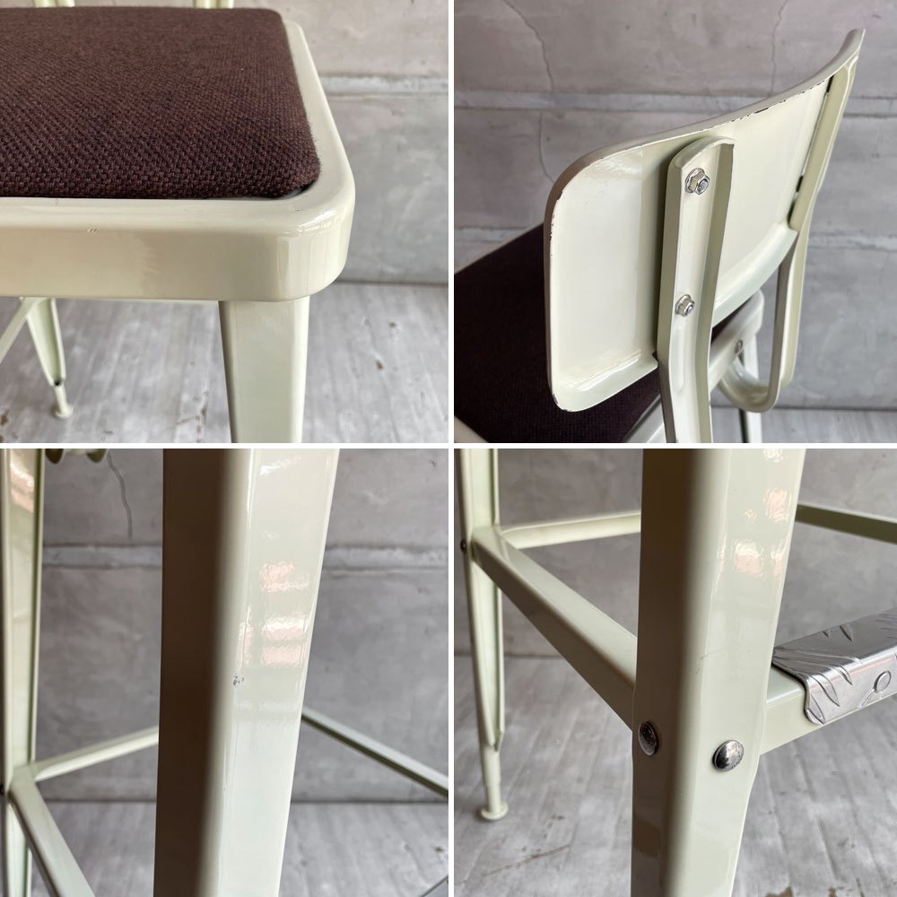 ダルトン DULTON スタンダードバーチェア Standard bar chair ハイチェア アイボリー スチール×ファブリック USビンテージスタイル 座面張替え済 参考定価¥28,600- A ♪