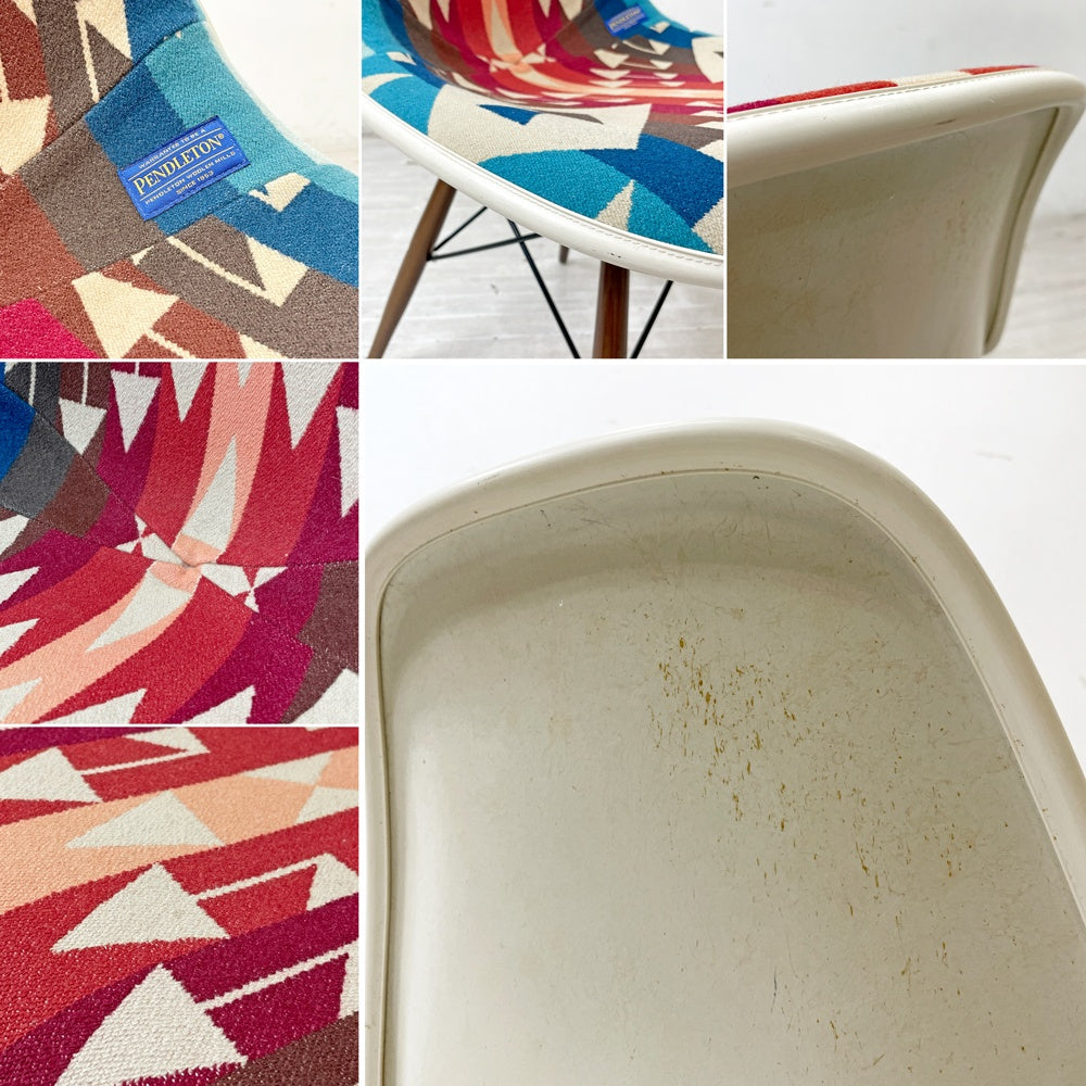 メイドバイセブン リユース MADE BY SEVEN REUSE ペンドルトン PENDLETON × ハーマンミラー Herman Mille サイドシェルチェア Big Thunder Scarlet FRP製 ドゥエルレッグベース C&R イームズ ミッドセンチュリー ●