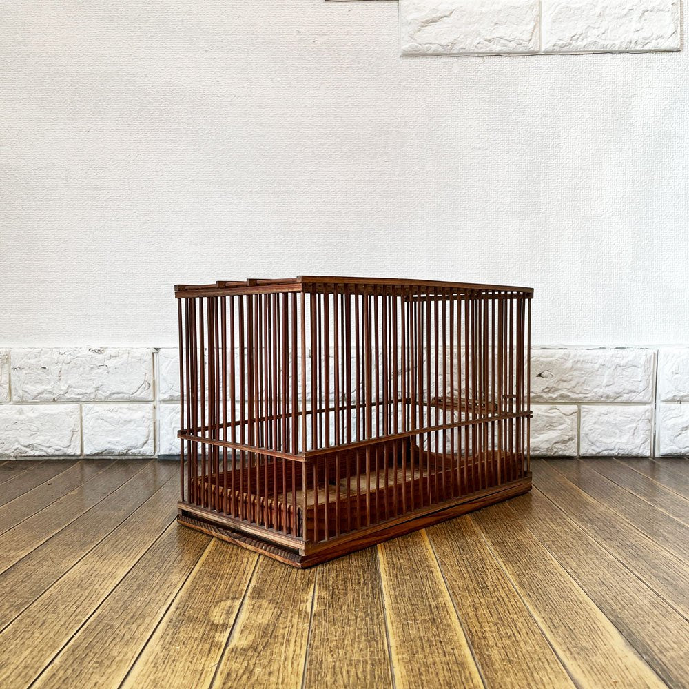 ビンテージ Vintage 鳥籠  竹籠 メジロ籠 ウグイス籠 W36 古家具 古道具 ◎