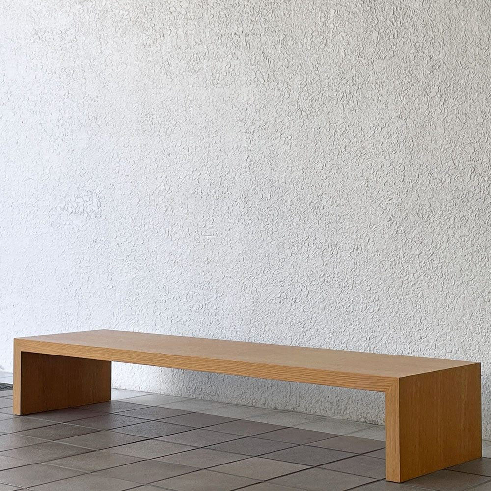 モダンデザイン Modern Design オーク材 コの字 ローテーブル ローボード ディスプレイボード 飾り台 W150×H25cm ナチュラルデザイン◇