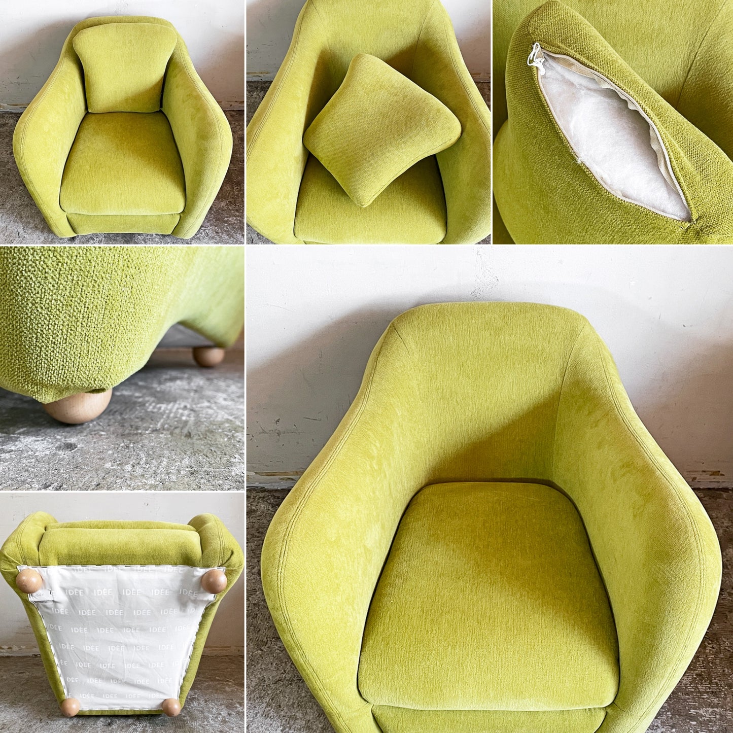 イデー IDEE ミニミラーアームチェア MINI MILLER ARM CHAIR パーソナルチェア シングルソファ ファブリック グリーン ライム ■