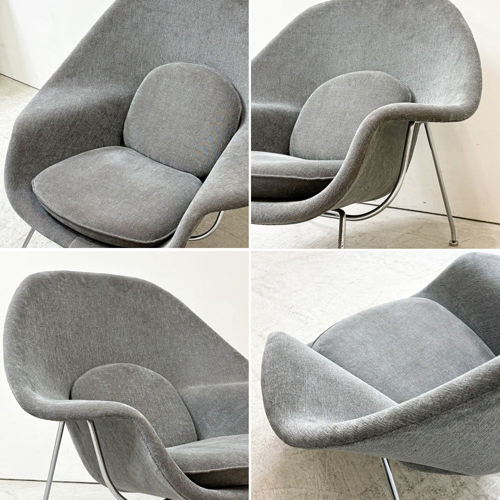 ノル ノール Knoll サーリネンコレクション ウームチェア Womb chair ラウンジチェア 1pソファ クロムベース グレー系 ファブリック エーロ・サーリネン ミッドセンチュリー ●