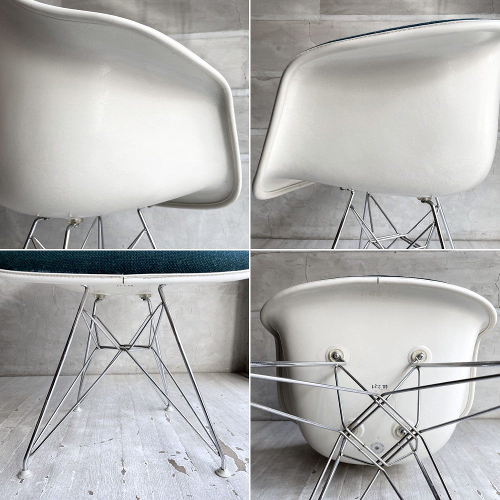 ハーマンミラー Herman Miller アームシェルチェア モダンファニチャーセールス FRP アプホルスター ファブリック張り替え済み エッフェルベース イームズ ビンテージ ♪