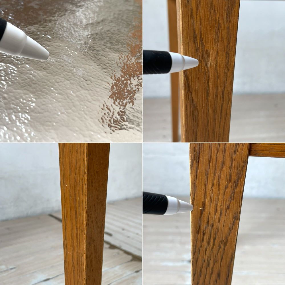 トラックファニチャー TRUCK FURNITURE GT SIDE TABLE サイドテーブル コーヒーテーブル ナラ無垢材 ガラス天板 定価￥53.900- ★