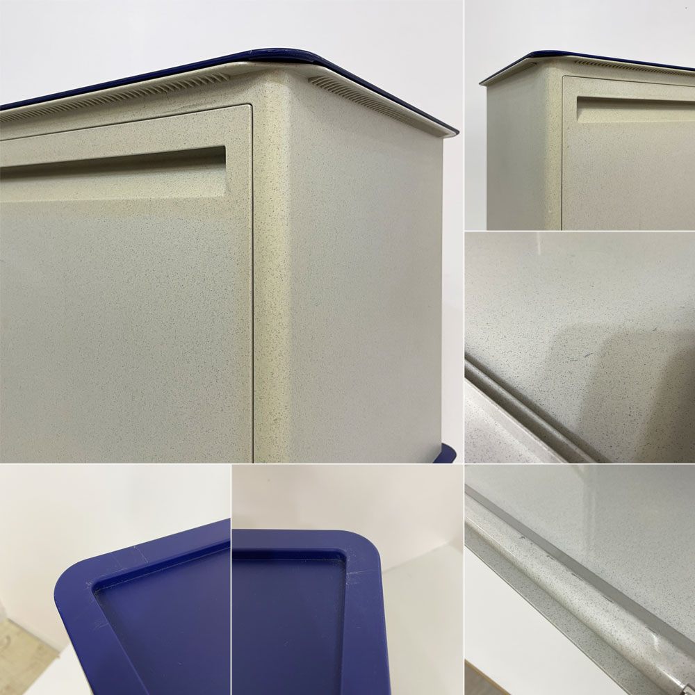 タッパーウェア Tupperware マルチオーガナイザー 2段 ワイド 2ドロワータイプ&ドロップダウンドア グレー×ブルー ●