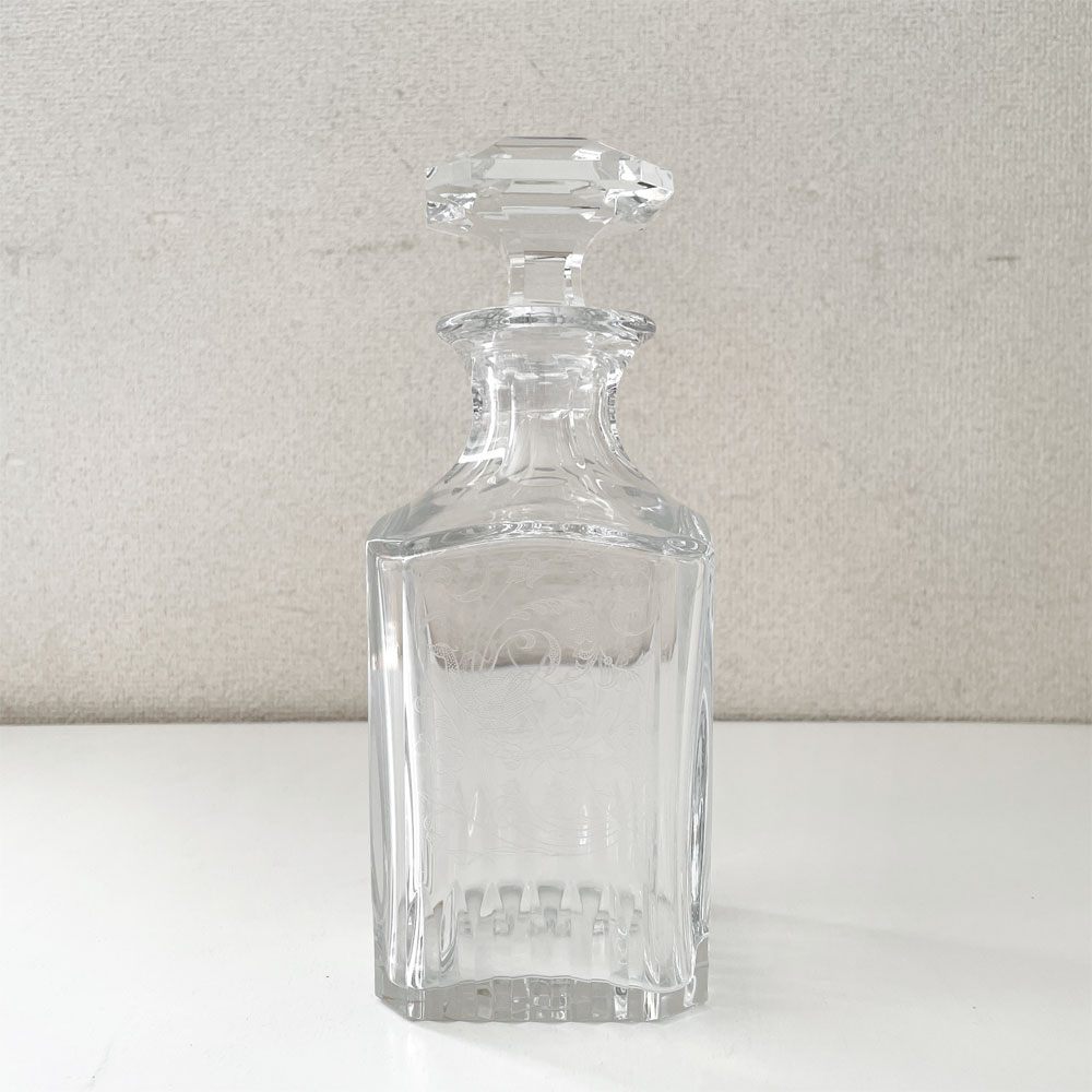 バカラ Baccarat パルメ Parme ウィスキーデカンタ エッチング 鳥 H24cm クリスタルガラス フランス 廃番 ◎