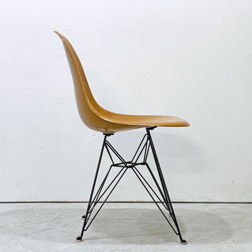ハーマンミラー Herman Miller サイドシェルチェア セカンド 2nd FRP オークルダーク エッフェルベース C&R イームズ ビンテージ ミッドセンチュリー  ●